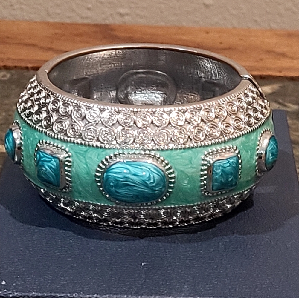 Silver and Turquoise Bangle Bracelet